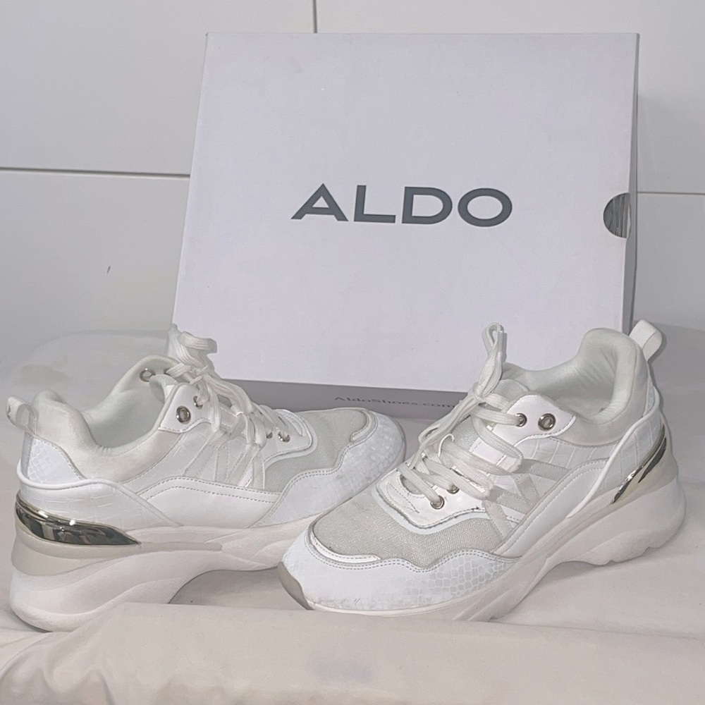 Aldo gold plated sneakers with platform